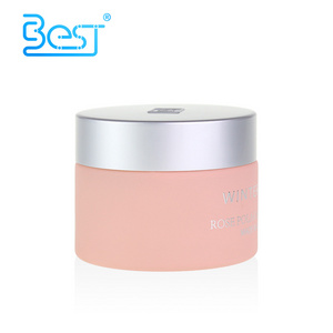 luxury 1oz 2oz matte pink glass jar cosmetic 5g 10g 20g 30g 50g 100g 200g pink frosted glass cream jar with embossed lid