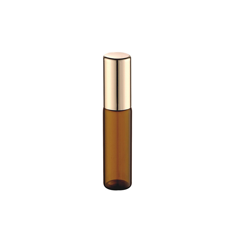 2019 Hotsale 10ml Slim Roll On Glass Perfume Bottle 3ml 5ml 7ml 8ml 10ml 12ml Amber Glass Roller Bottle With Gold Aluminum Cap