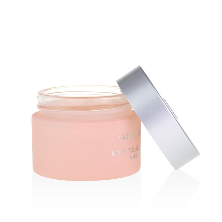 luxury 1oz 2oz matte pink glass jar cosmetic 5g 10g 20g 30g 50g 100g 200g pink frosted glass cream jar with embossed lid