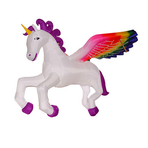 night party Opera props giant inflatable unicorn horse with wings lighting Portable stage decoration inflatable horse