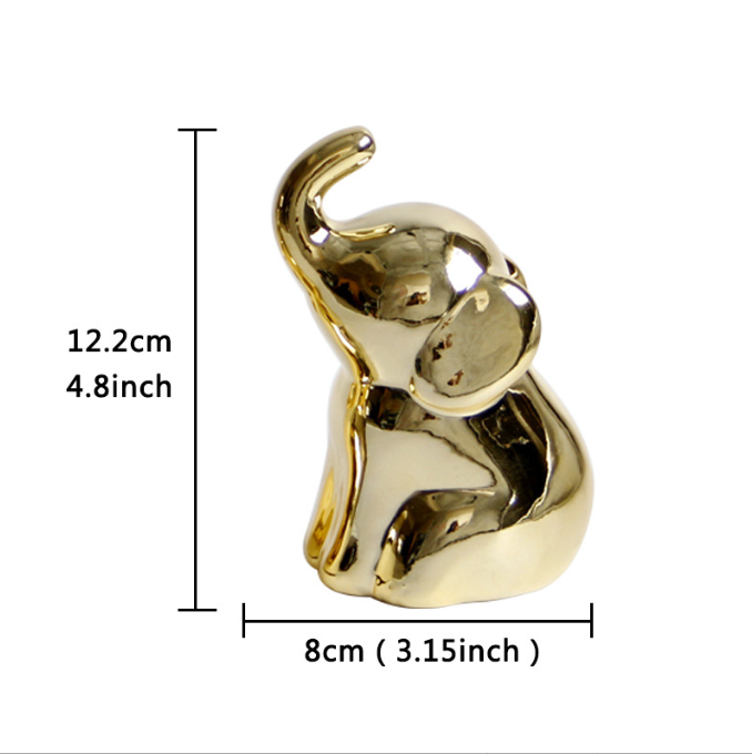 Nordic Ceramic Home Simple Golden Elephant Ornament Desktop Decoration Ceramic Handicraft Modern Decoration