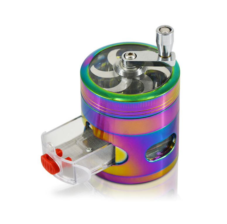 Factory supply 4-layer zinc alloy hand cranked smoke grinder with drawer new 63mm grinder smoking set