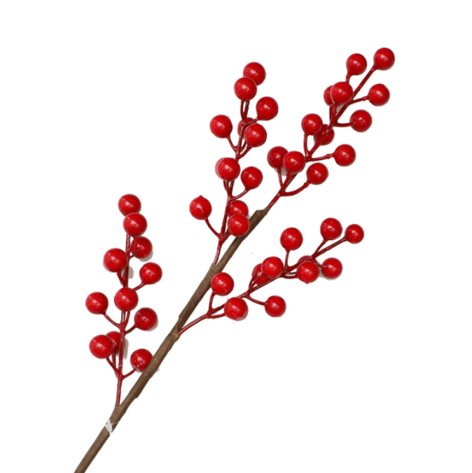 High Quality Artificial Flower Artificial Red Holly Artificial Ilex Aquifolium Berry Branch for Christmas Decoration