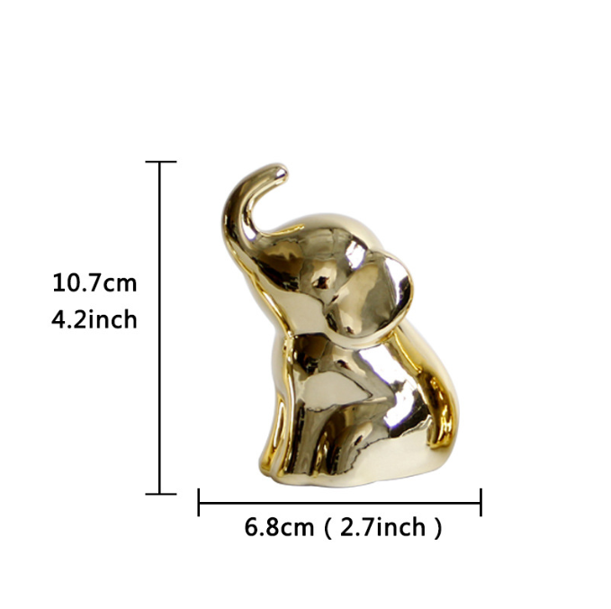 Nordic Ceramic Home Simple Golden Elephant Ornament Desktop Decoration Ceramic Handicraft Modern Decoration