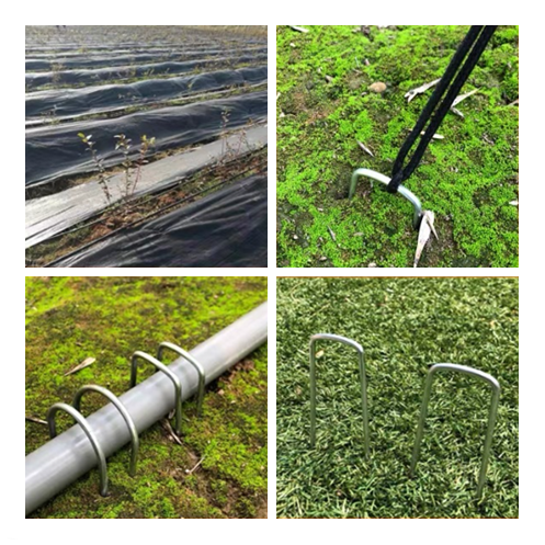 U Shaped Anti Rust Galvanized Garden Stakes Landscape Staples Lawn Pins and Fence Stake for Weed Barrier Fabric Irrigation Tube