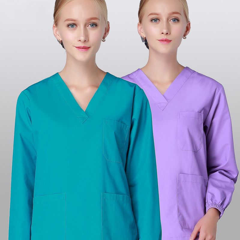 Surgical Nursing Scrubs V Neck Long Sleeves Uniforms Clinical Sanitary Suits Sets for Women Men Unisex Dental PediatricClothing