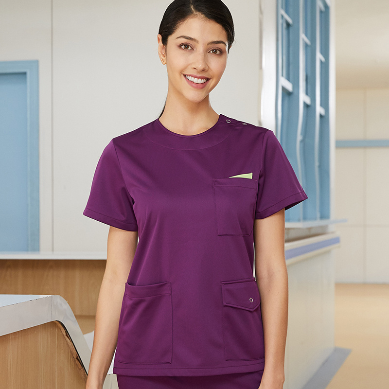 Stretch Scrubs Women Nursing Uniforms Clinical Scrubs Set Nurse Doctor Dust-proof Workwear Medical Round Neck Top+ Jogger Pants