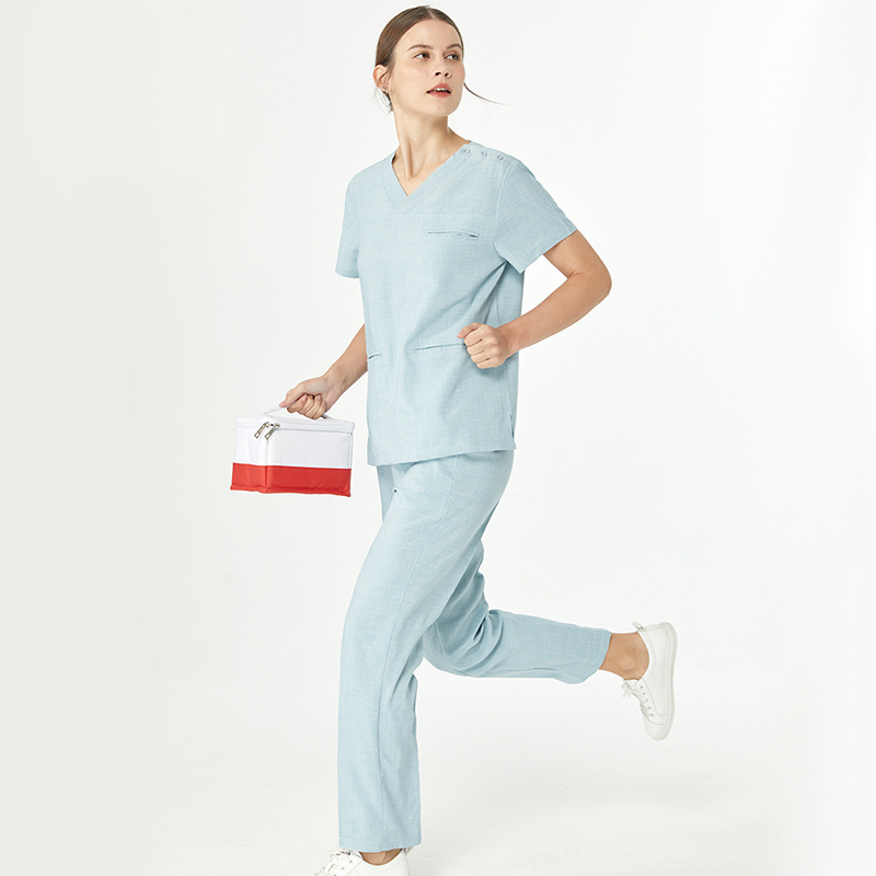 Scrubs Medical Workwear Micro STRETCH Nursing Uniforms Hospital Doctors Nurses Women Men Cotton Linen Clinical Sanitary Outfits