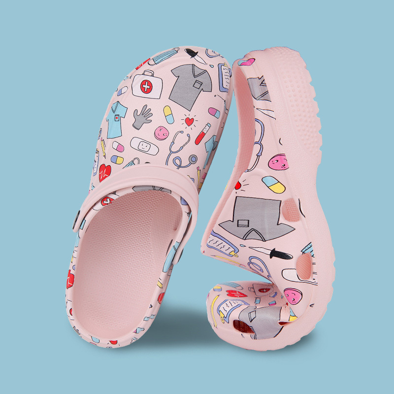 Medical Clogs Nurse Print Scrub Shoes Slippers Work Sandals Operating Room for Men Women's Hospital Laboratory EVA Nursing Shoes