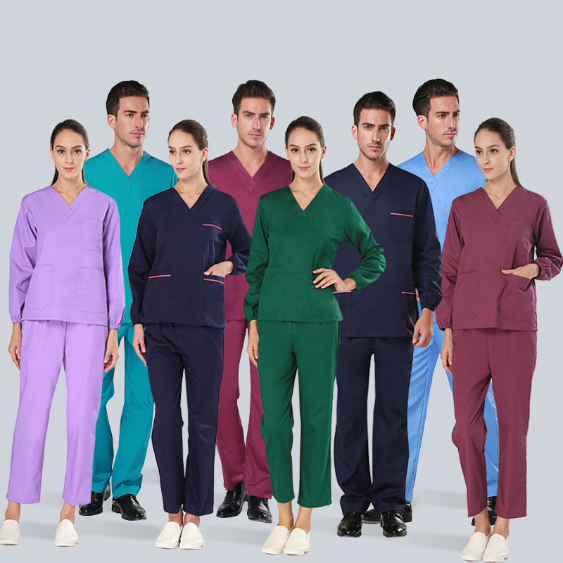 Surgical Nursing Scrubs V Neck Long Sleeves Uniforms Clinical Sanitary Suits Sets for Women Men Unisex Dental PediatricClothing