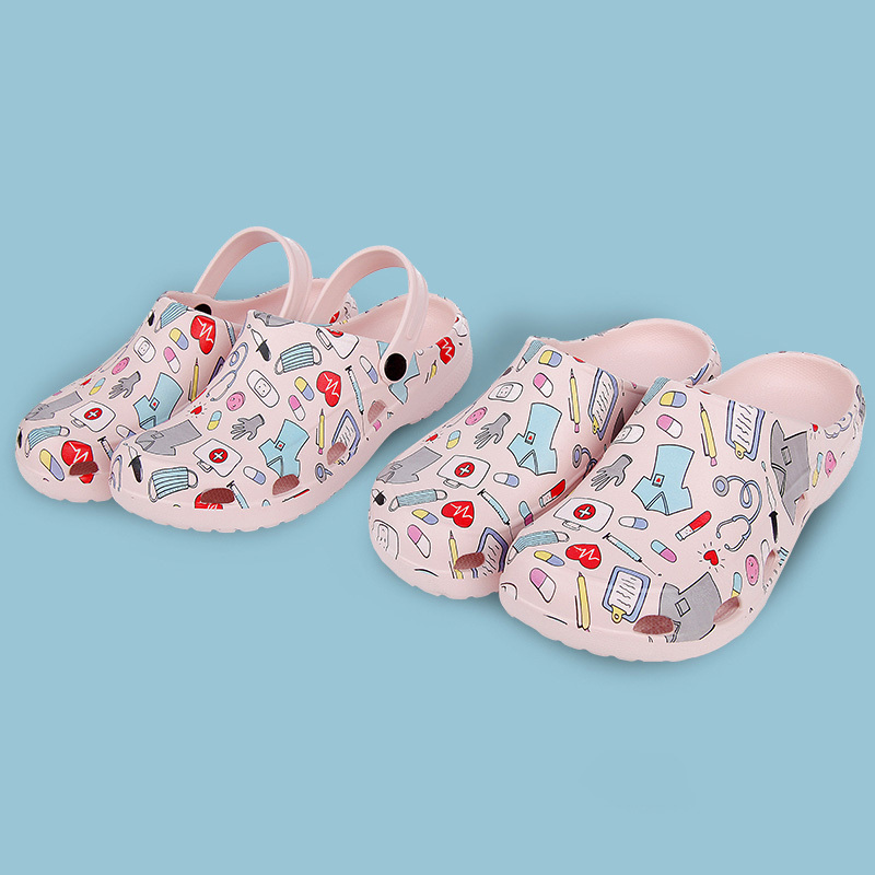 Medical Clogs Nurse Print Scrub Shoes Slippers Work Sandals Operating Room for Men Women's Hospital Laboratory EVA Nursing Shoes