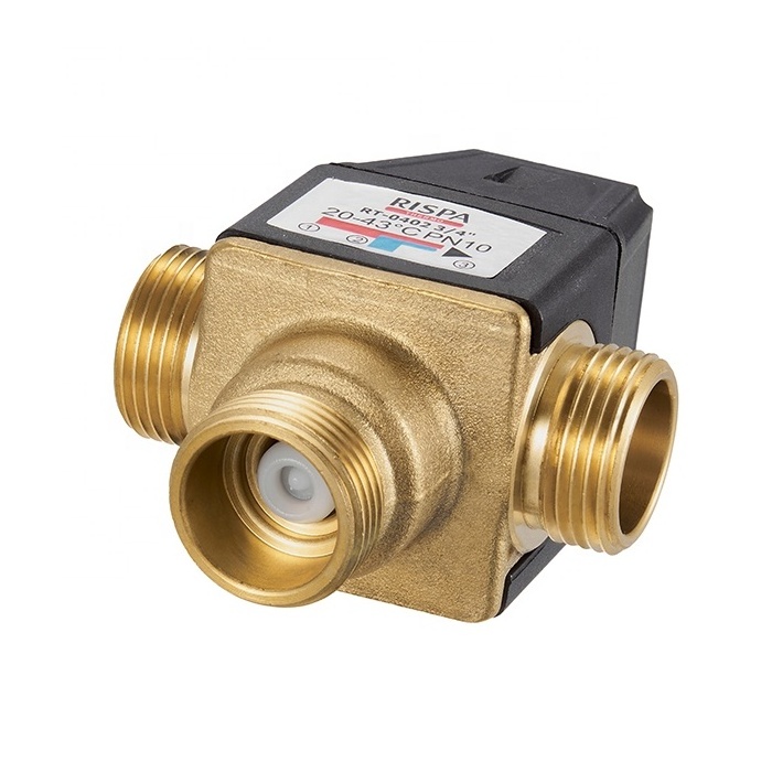 Brass Thermostatic Shower Mixer Valve Solar Electrical Hot Water 3 Way Thermostatic Mixing Valve BJ45005