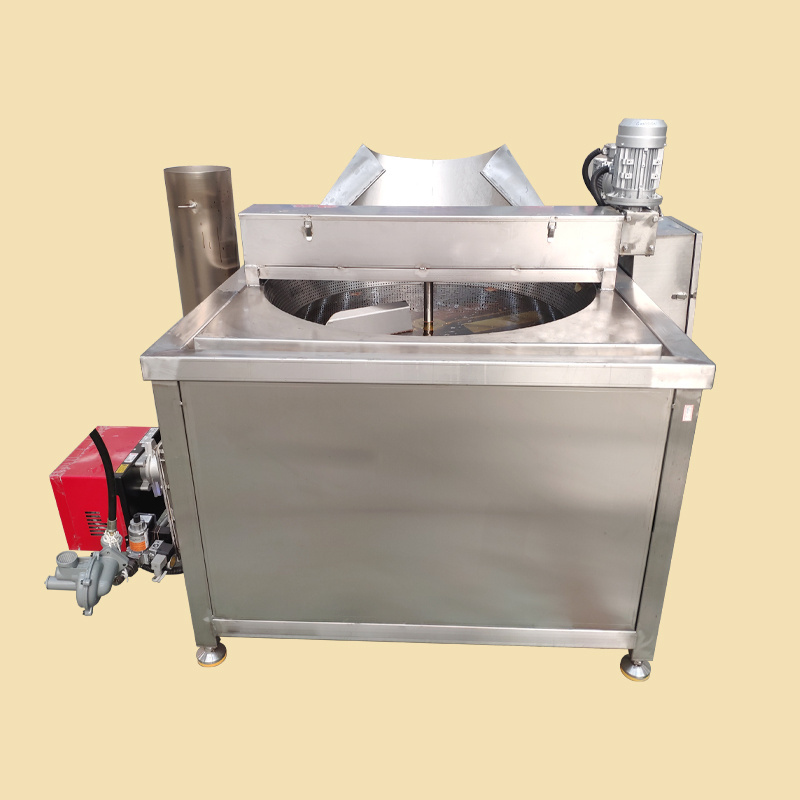 China factory supply LNG gas heated round pot type industrial batch fryer with automatic stirring device