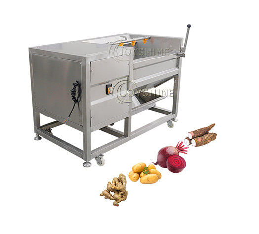 Easy to Operate Automatic Industrial 500kg/h Potato Ginger Roller Washer Brush Peeling Machine potato peeling machine