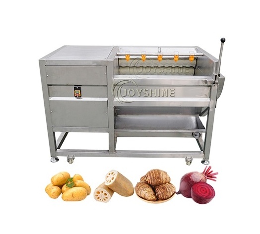 Easy to Operate Automatic Industrial 500kg/h Potato Ginger Roller Washer Brush Peeling Machine potato peeling machine