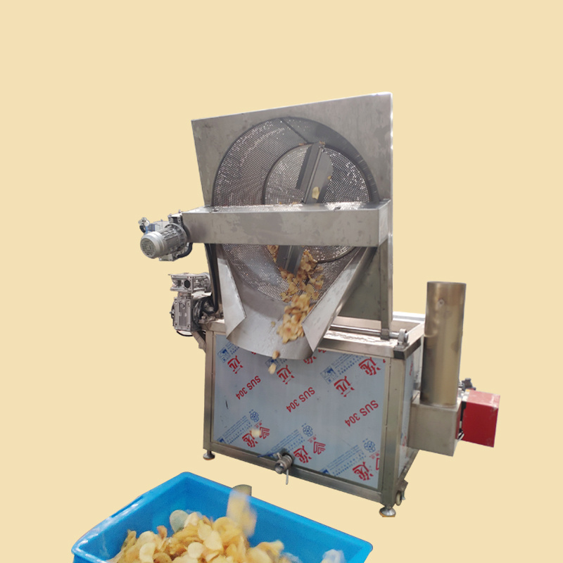 China factory supply LNG gas heated round pot type industrial batch fryer with automatic stirring device