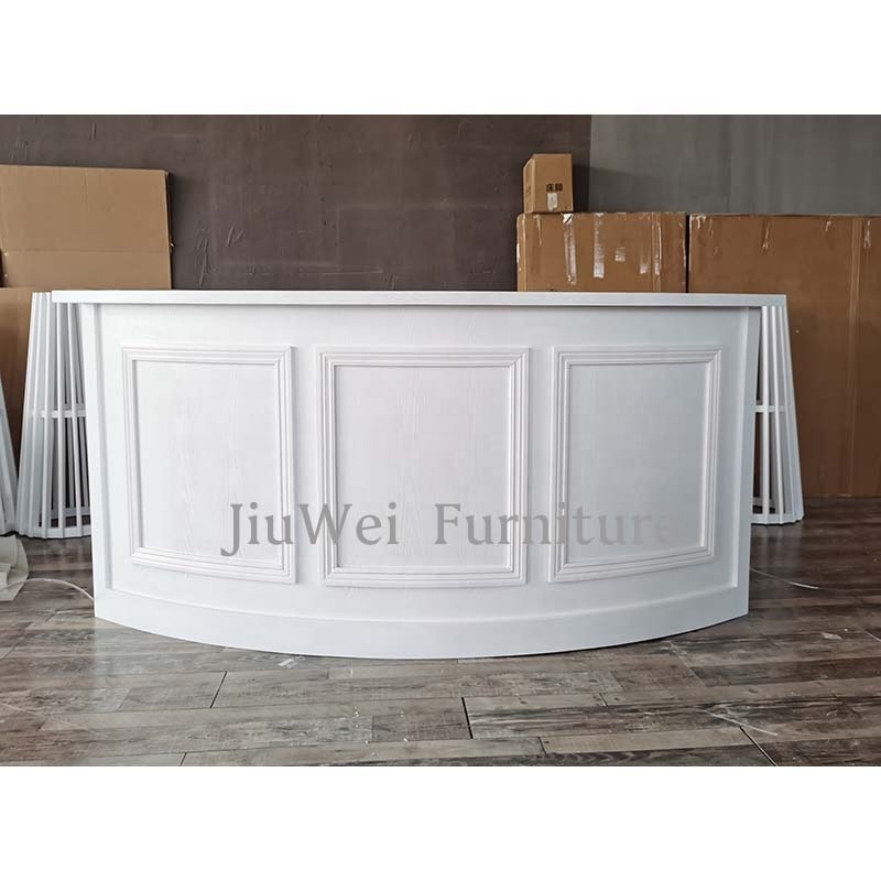 Solid Oak Wood White Painted Wooden Circular Wedding Rental Bar Table Counter For Events