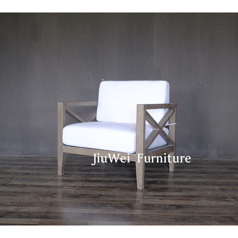 Factory sales good quality Outdoor X Cross Oak wood Removable cushions Accent Chair/Wedding chair