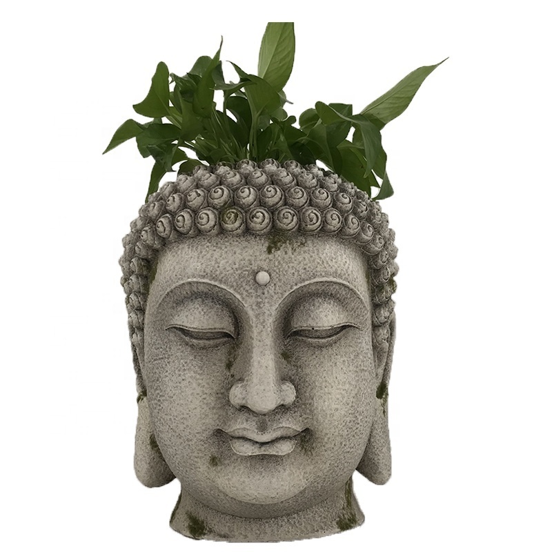 Buddha Head Planter Zen Flower Pot Outdoor Indoor Garden Ornaments