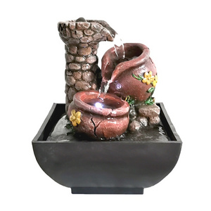 Indoor polyresin small tabletop water fountain for interior decoration