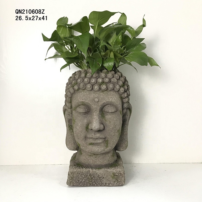 Buddha Head Planter Zen Flower Pot Outdoor Indoor Garden Ornaments