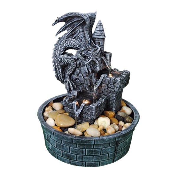 2018 polyresin dragon sculpture water fountain