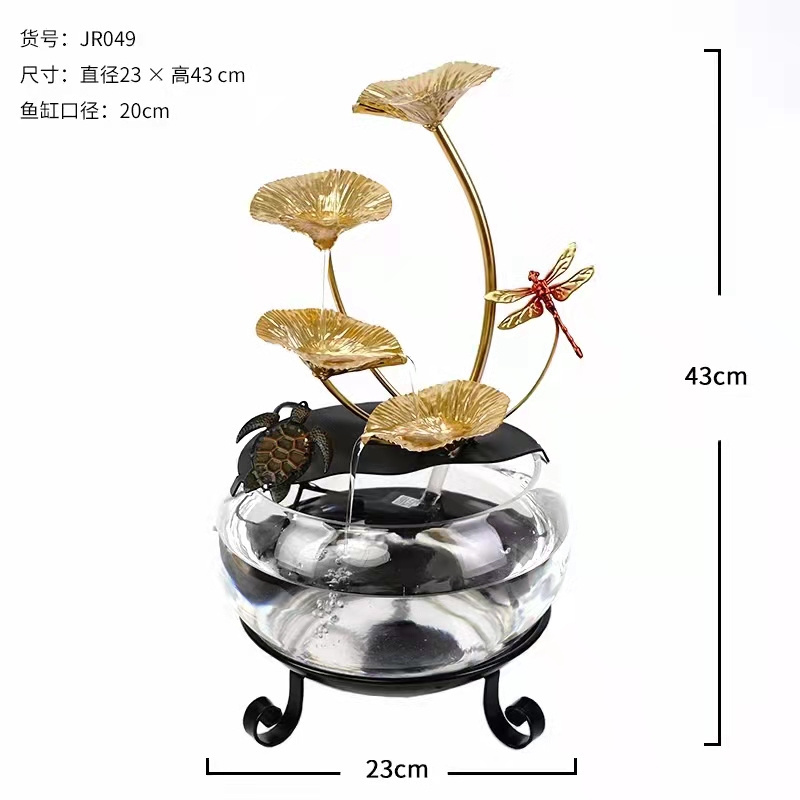 Factory Direct Supply fishbowl Indoor Metal Flower Fountain Desktop Home Decorative Tabletop  fish globe iron  Fountain