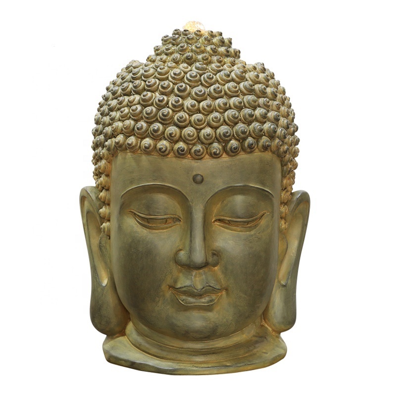 Polyresin Meditating Buddha Head Garden Buddha Statue Indoor Outdoor Home Decoration