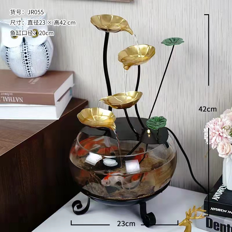 Factory Direct Supply fishbowl Indoor Metal Flower Fountain Desktop Home Decorative Tabletop  fish globe iron  Fountain