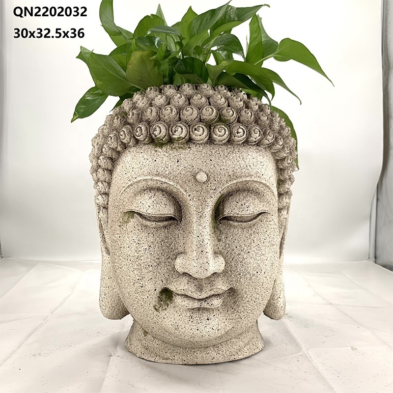 Buddha Head Planter Zen Flower Pot Outdoor Indoor Garden Ornaments