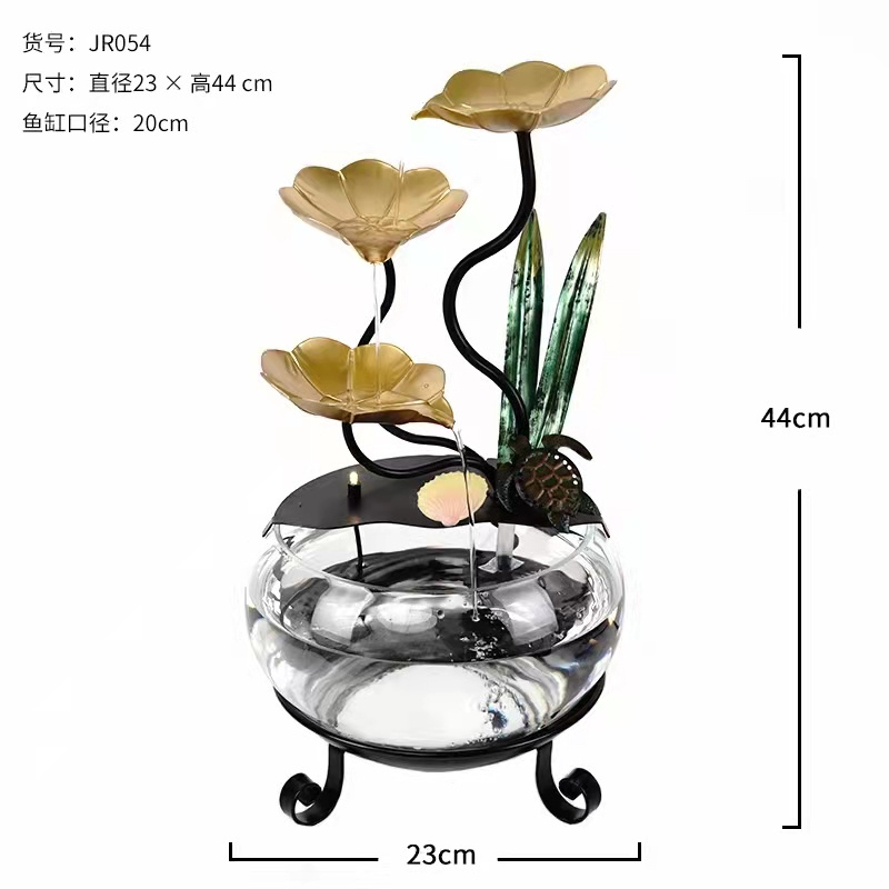 Factory Direct Supply fishbowl Indoor Metal Flower Fountain Desktop Home Decorative Tabletop  fish globe iron  Fountain