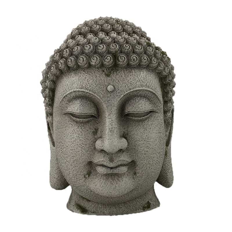 Polyresin Meditating Buddha Head Garden Buddha Statue Indoor Outdoor Home Decoration