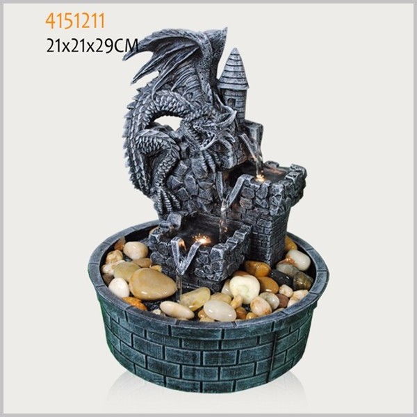 2024 Fengshui Resin dragon water fountain with glass ball