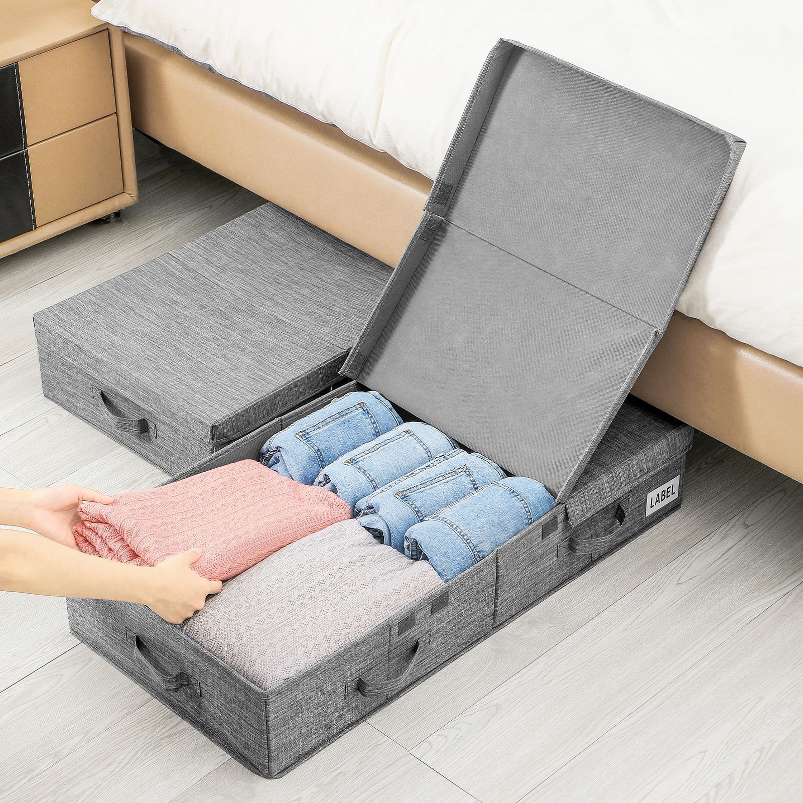 New Wardrobe Large and Thick Foldable Clothes Under Bed Storage Box Organizer With Lid