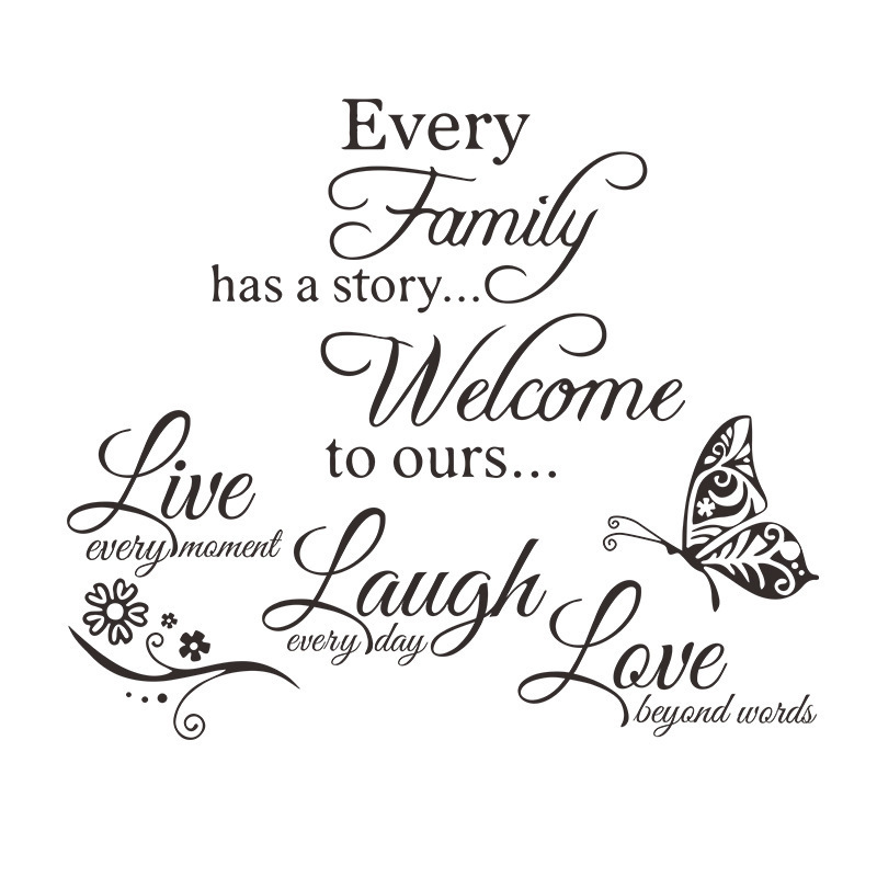 Hot New Creative English Slogan Wall Sticker Waterproof PVC 3D Family and Live laugh love Home Decor Wall Stickers Decal