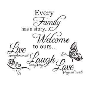 Hot New Creative English Slogan Wall Sticker Waterproof PVC 3D Family and Live laugh love Home Decor Wall Stickers Decal