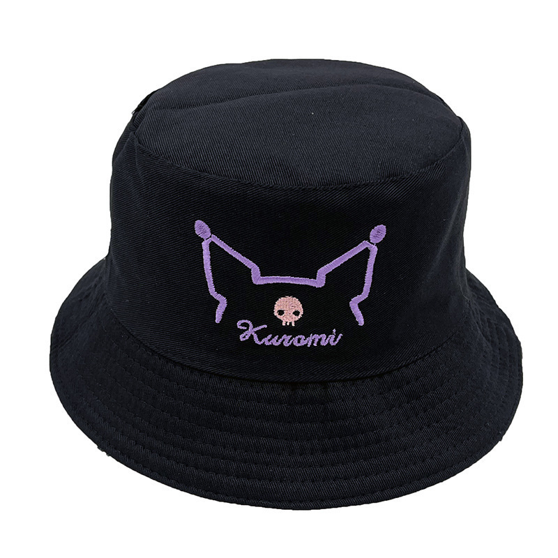 4 Designs Hot Selling Kuromi Bucket Hat Cartoon Double side Wear Embroidery Sunhat Anime Cosplay Fishmen Hat for Adult