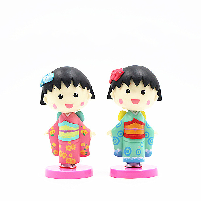 2 Styles Japanese Cartoon Characters Chibi Maruko-chan Kimono Anime Action Figures Plastic Doll Toys