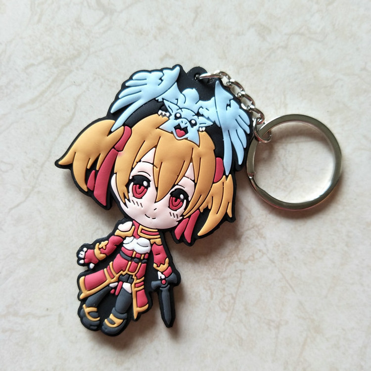 8 Designs Manufacture PVC Anime Keyrings Yuuki Asuna Cartoon Character Sword Art Online Keychains