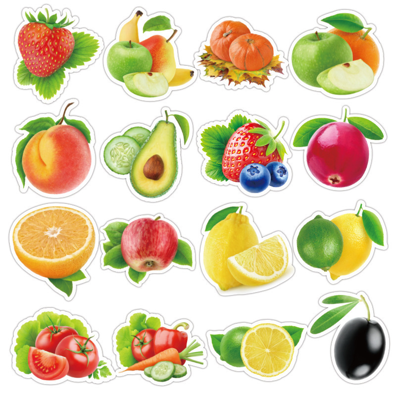 100 pcs new design Fruits and vegetables green leaves stickers waterproof skateboard laptop Luggage stickers