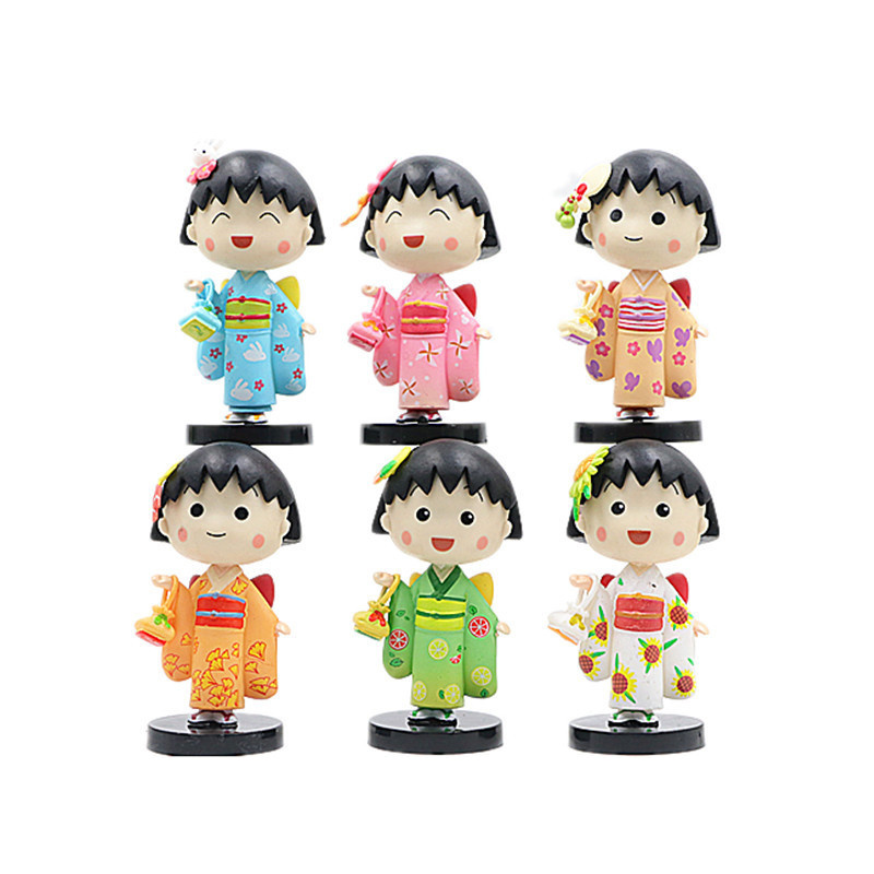 2 Styles Japanese Cartoon Characters Chibi Maruko-chan Kimono Anime Action Figures Plastic Doll Toys