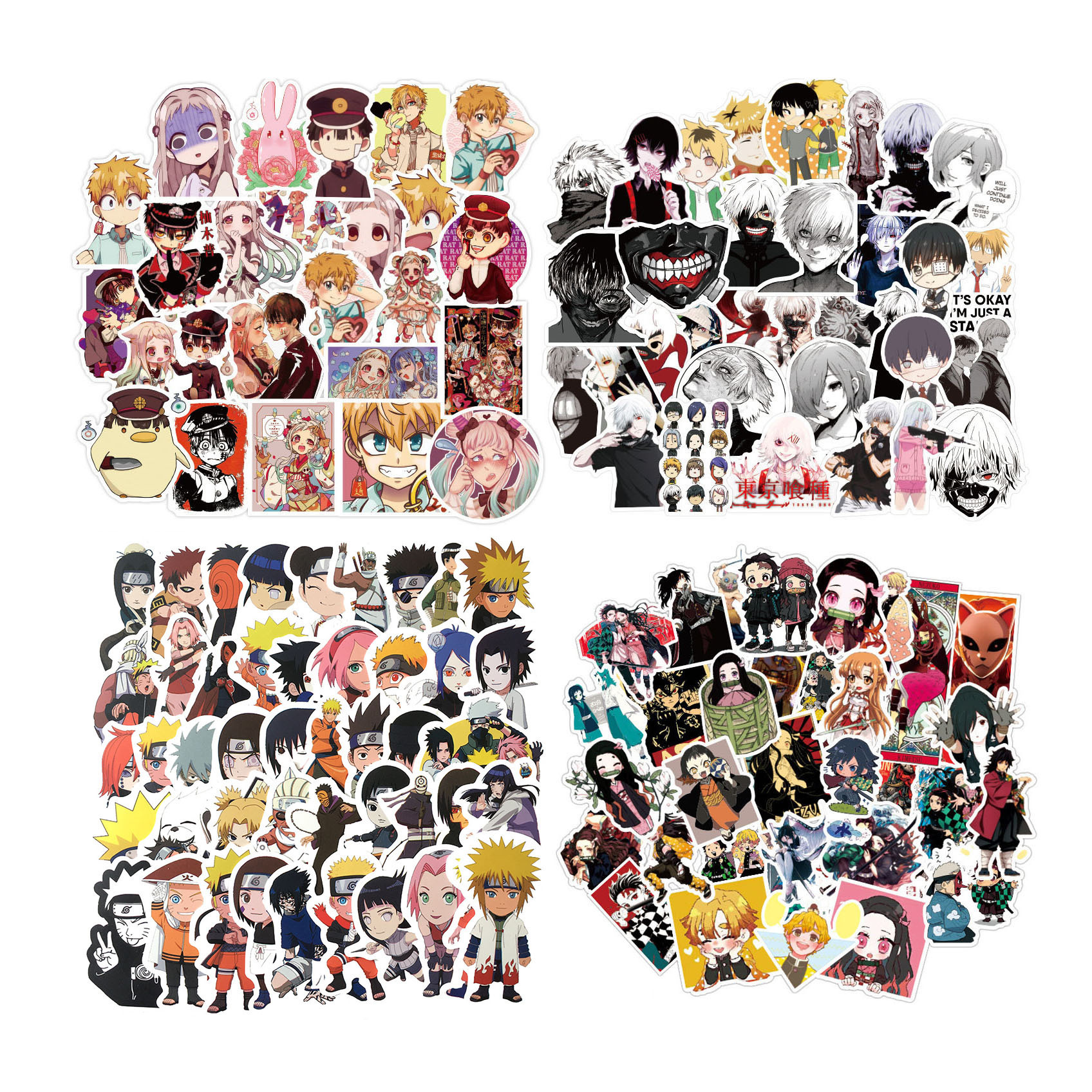 50 pcs/pack Anime Stickers DBZ My Hero Academia Sailor Moon Luffy Sanji For Car Laptop Bicycle Motorcycle PS4 Phone