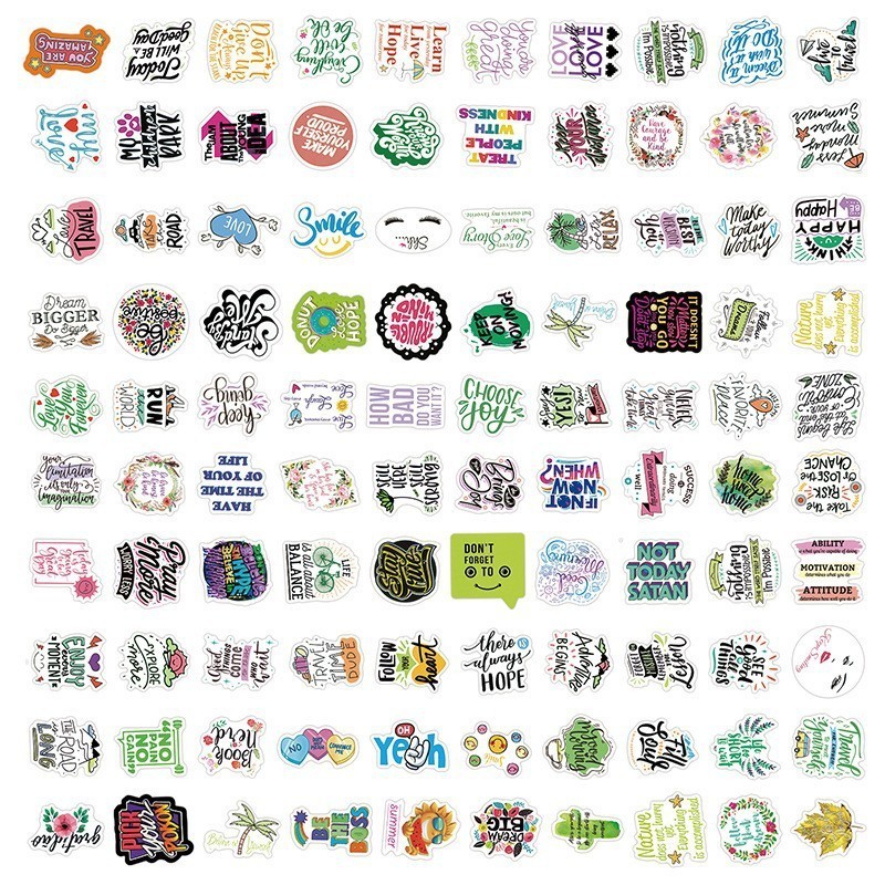 100pc/set Motivational Phrase Graffiti Stickers Creative Encourage words Decorative Sticker for Luggage Case Wattle Bottle