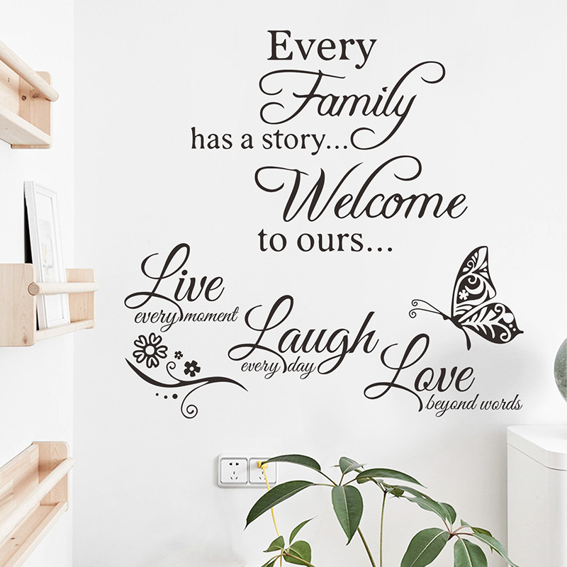 Hot New Creative English Slogan Wall Sticker Waterproof PVC 3D Family and Live laugh love Home Decor Wall Stickers Decal