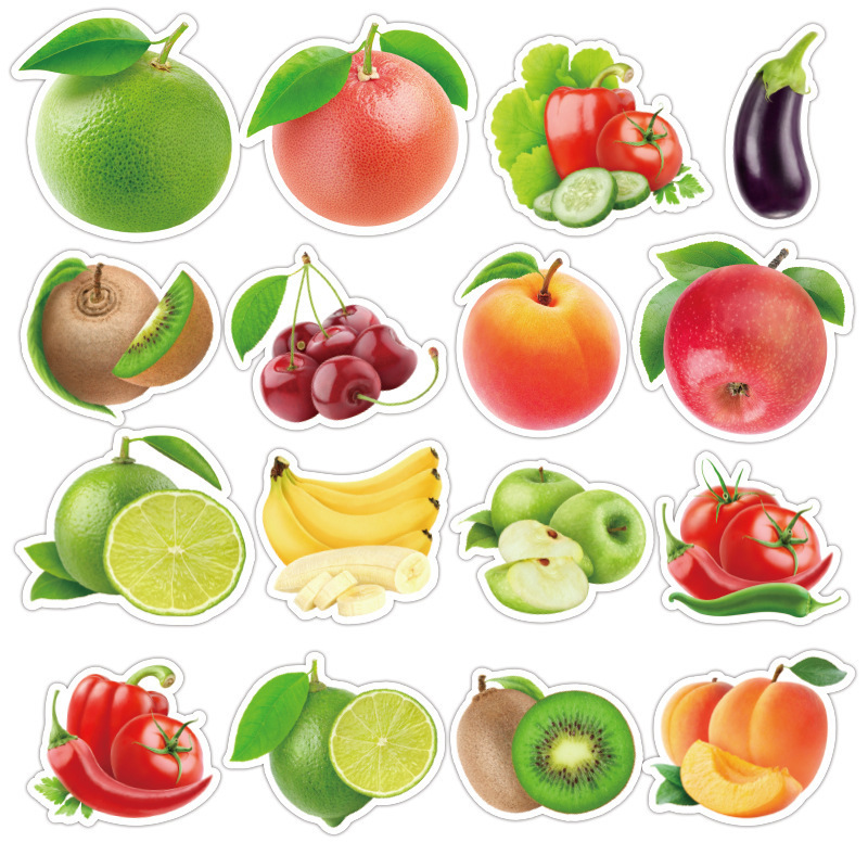 100 pcs new design Fruits and vegetables green leaves stickers waterproof skateboard laptop Luggage stickers