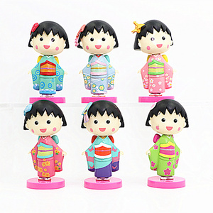 2 Styles Japanese Cartoon Characters Chibi Maruko-chan Kimono Anime Action Figures Plastic Doll Toys