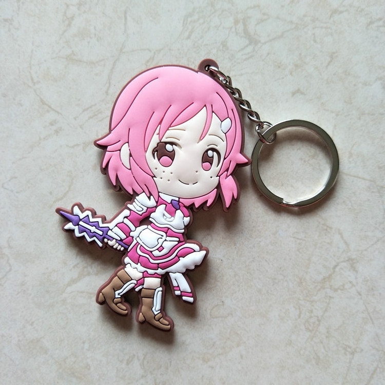 8 Designs Manufacture PVC Anime Keyrings Yuuki Asuna Cartoon Character Sword Art Online Keychains