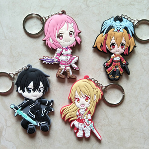 8 Designs Manufacture PVC Anime Keyrings Yuuki Asuna Cartoon Character Sword Art Online Keychains