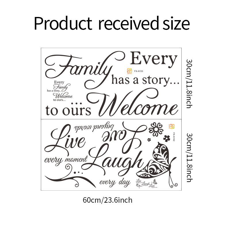 Hot New Creative English Slogan Wall Sticker Waterproof PVC 3D Family and Live laugh love Home Decor Wall Stickers Decal