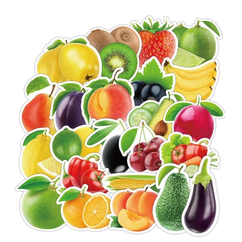 100 pcs new design Fruits and vegetables green leaves stickers waterproof skateboard laptop Luggage stickers